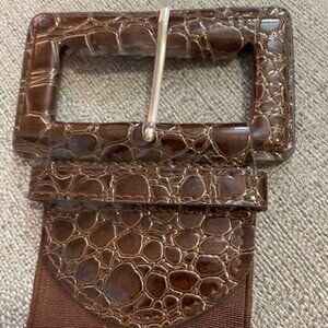 Brown Faux Alligator Belt with Elastic - ONLY WORN ONCE